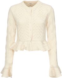 Chloé - Cropped Cardigan With Logo And Ruffles - Lyst