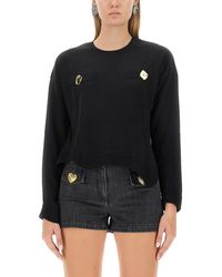 Moschino - Cropped Wool Jersey Sweater - Lyst