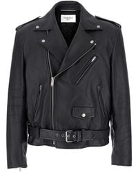 Saint Laurent - Lamb Leather Biker Jacket - Lyst