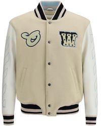 Off-White c/o Virgil Abloh - Beige Wool Oves Aries Bomber - It48 | M - Lyst