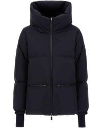 Herno - 2 Layer Windstopper Hooded Down Jacket With Knit Cuffs With Thumbholes - Lyst