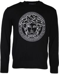 Versace - Medusa Embroidery Crew Neck Pullover Sweater - Lyst