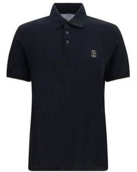 Brunello Cucinelli - Black Cotton Polo Shirt - Lyst
