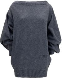 MM6 by Maison Margiela - Wool-Blend Mini Dress With Wide Sleeves Merino Wool Ovis Aries; Nylon - Lyst