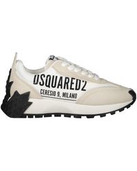 DSquared² - Logo Detail Leather Sneakers - Lyst