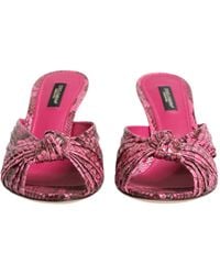 Dolce & Gabbana - Leather Heels Slides Sandals Shoes Python - Lyst