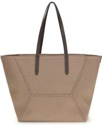Brunello Cucinelli - Canvas Bc Tote Bag Outer: Cotton Shoulder - Lyst