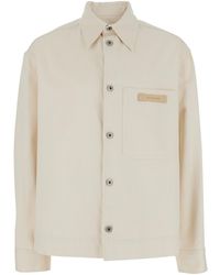 Emporio Armani - White Jacket With Logo Patch On The Front In Cotton Man - Lyst