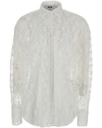 MSGM - Shirt, Semi-Transparent, Embroidered - Lyst