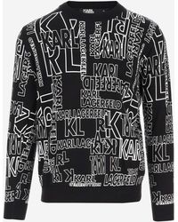 Karl Lagerfeld - Cotton Sweatshirt With All-Over Logo - Lyst