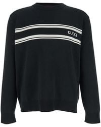 Gucci - Silk Cotton Sweater With Intarsia - Lyst