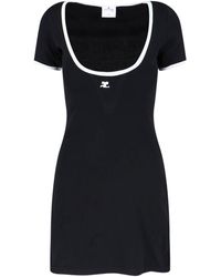 Courreges - Ribbed Cotton Mini Dress - Lyst