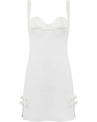 Elisabetta Franchi - White Crepe Dress With Bows - Lyst