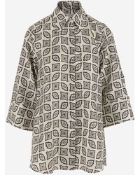 Alberto Biani - Silk Shirt With Geometric Pattern - Lyst