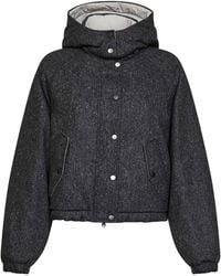 Brunello Cucinelli - Donegal Hooded Down Jacket With Shiny Zipper Pull - Lyst