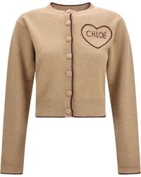 Chloé - Chloé Fitted Logo Cardigan - Lyst