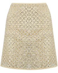 Twin Set - Mesh Skirt With Sequins And Beads - Lyst