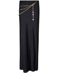 Rabanne - Satin Long Skirt With Chains - Lyst