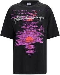 Balenciaga - Printed Cotton T-Shirt Cotton; Elastane T-Shirts - Lyst