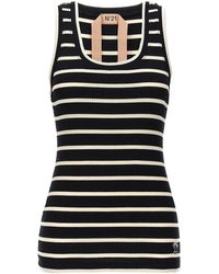 N°21 - Striped Ribbed Top Tops - Lyst