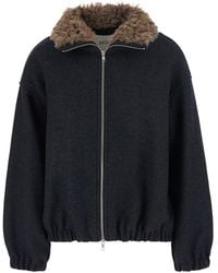 Jucca - Jucca Fur-Collar Wool-Blend Bomber Jacket - Lyst