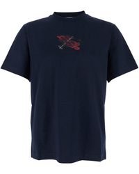 Burberry - Crewneck T-Shirt With Ekd Embroidery On The Front - Lyst