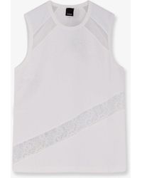 Pinko - Cotton Tank Top With Lace Inserts - Lyst