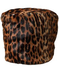 Dolce & Gabbana - Brown Leopard Fur Bucket Hat - Lyst
