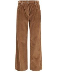 Brunello Cucinelli - Brown Cotton Casual Pants - Lyst
