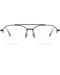 Fendi - Eyeglasses Aviator Semi Rim, Dark Ruthenium Frame And Clear Demo Lenses Lens Fe50033U012 Sunglasses - Lyst