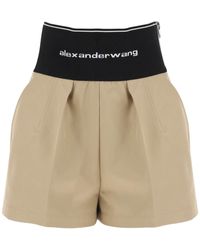 Alexander Wang - Cotton And Nylon Shorts With Branded Waistband - Lyst