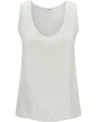 P.A.R.O.S.H. - White Tank Top With Plunging U Neckline In Polyamide Woman - Lyst