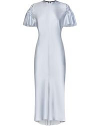 Victoria Beckham - Gathered Sleeve Midi Dress Midi Dress - Lyst