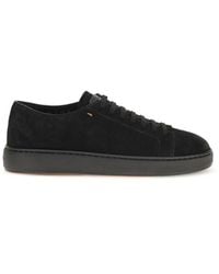 Santoni - Black Calf Leather Bos Taurus Low Top Sneakers - Lyst