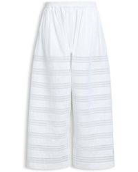 Maison AlaïA - Pantalon Rond En Coton Poplin Blanc Trousers - Lyst