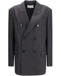 Ami Paris - Striped Wool Double Breasted Blazer Blazers & Vests - Lyst