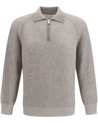 Brunello Cucinelli - Cashmere Milano Stitch Polo Sweater With Zip Kashmir/Capra Hircus - Lyst