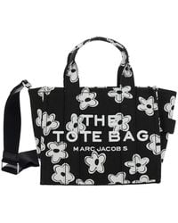 Marc Jacobs - 'The Small Tote Bag' Handbag With All-Over Flower Print And Embroidered Logo - Lyst