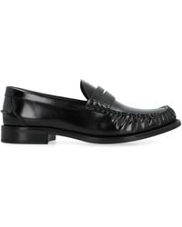 Prada - Brushed Leather Moccasins Calf Loafers - Lyst
