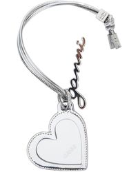 Ganni - Bou Heart Metallic Mirror With Logo Lettering Pendant And Heart Charm - Lyst