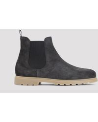 Kiton - Dark Suede Calf Leather Ankle Boots - Lyst