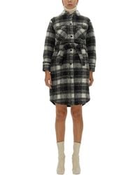 Woolrich - Checkered Pattern Coat With Classic Collar - Lyst
