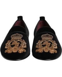 Dolce & Gabbana - Velvet Crown Loafers Shoes - Lyst