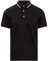 Emporio Armani Logo-jacquard Regular-fit Cotton Polo Shirt - Black