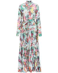 Golden Goose Goose Floral-print Ruched Maxi Dress in Green - Save 9% - Lyst