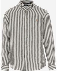 Ralph Lauren - Linen Shirt With Striped Pattern And Logo - Lyst