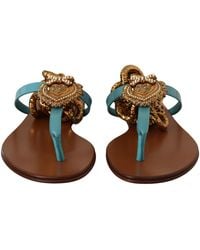 Dolce & Gabbana - Leather Devotion Flats Sandals - Lyst