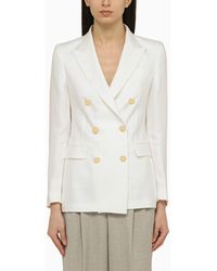 Tagliatore - White Linen Double Breasted Jacket - Lyst