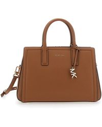 Michael Kors - Handbag With Metallic Lettering Logo And Pendant On The Front - Lyst