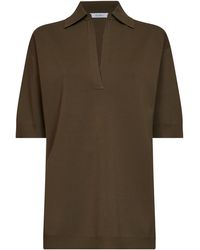 Max Mara - Khaki Viscose Crepe Mxmalpino Long Polo Shirt <Br - Lyst